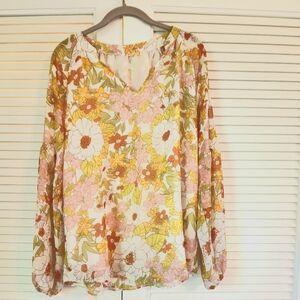 Dokotoo Women's Casual Boho Floral Printed V Neck Tops Size Laege